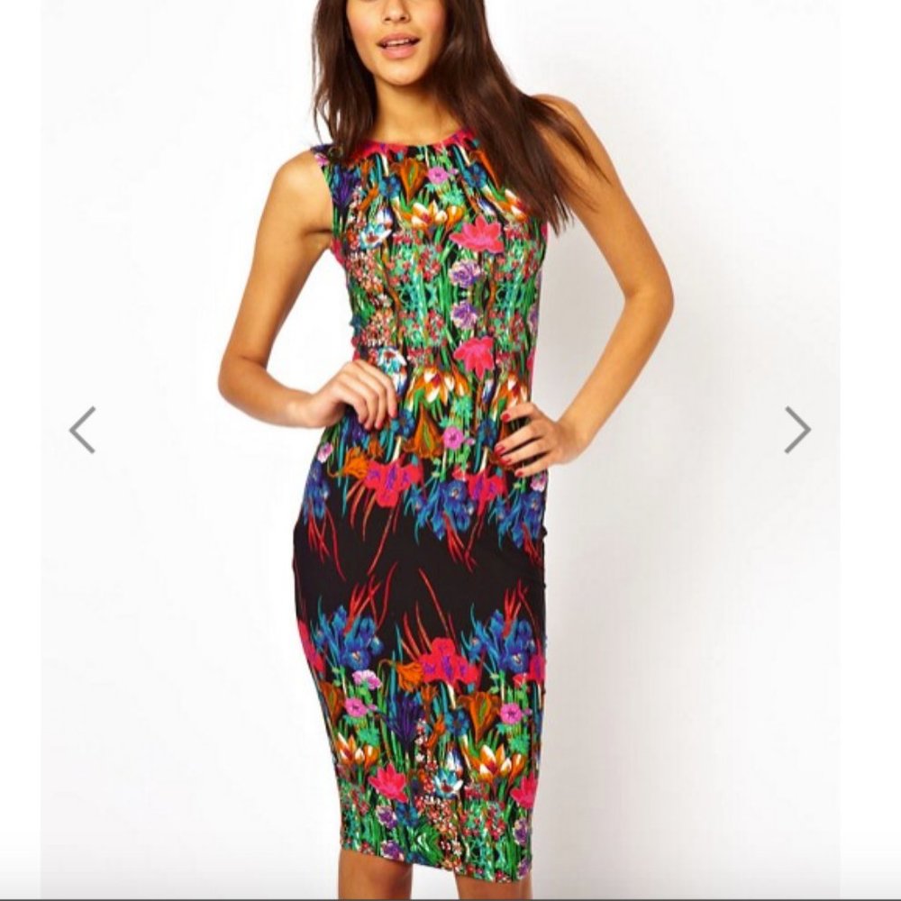 ASOS Reflection Floral Sleeveless Midi Dress